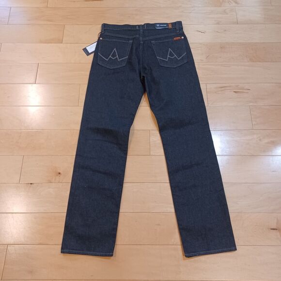 NWT 7 FOR ALL MANKIND Mens Off Black Vintage Button Fly Straight Leg Jeans 32x32 - Picture 8 of 12